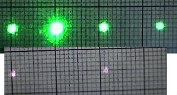 Beugungsbild von grünem und IR Laser im Vergleich